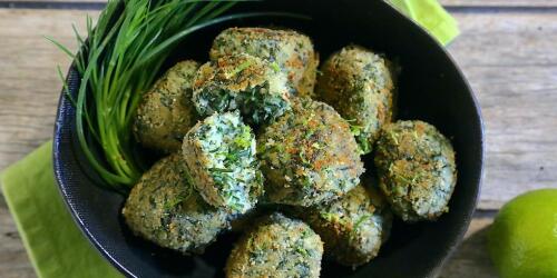 Agretti meatballs, ricotta and pecorino with lime.The recipe