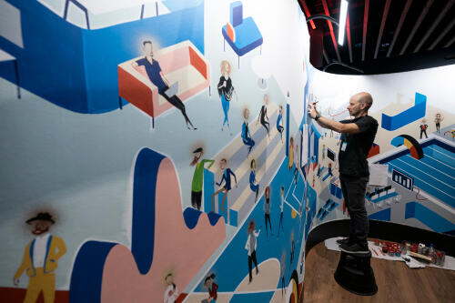 Steelcase at TED2019: A colorful mural spreads an inspiring message of collaboration