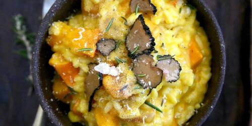 Pumpkin and truffle risotto.The recipe