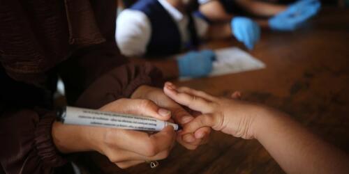 The second day of polio vaccination in Gaza