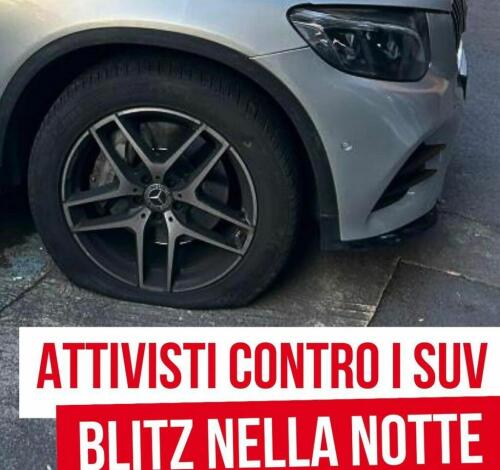 “Suv nemici del clima”, gomme sgonfiate a Milano