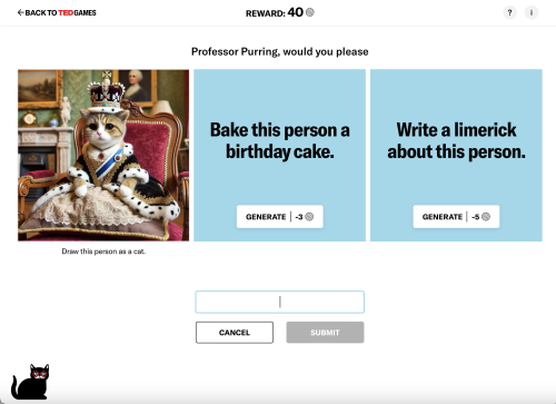 Un progetto segreto rivelato:Gioca a "The Purring Test" e partecipa alla beta di TED Games